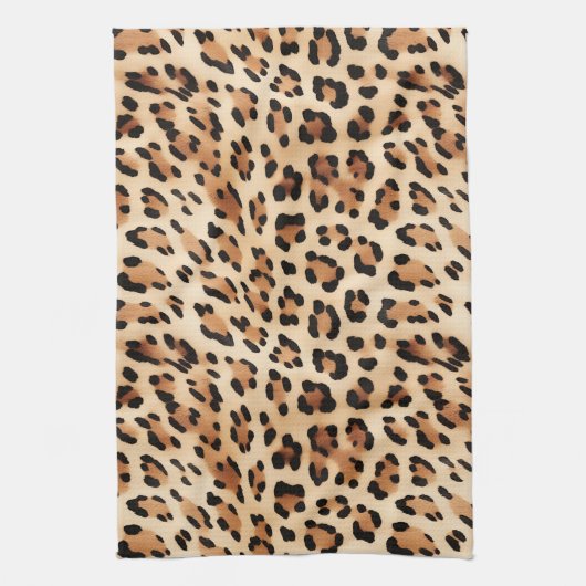 Creme Leopard Animal Print Geschirrtuch (Vertikal)