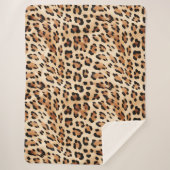Creme Leopard Animal Print Sherpadecke (Vorderseite)