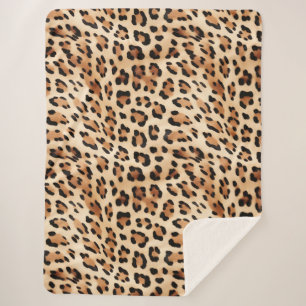 Creme Leopard Animal Print Sherpadecke