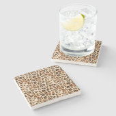 Creme Leopard Animal Print Steinuntersetzer (Seitenansicht)