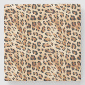 Creme Leopard Animal Print Steinuntersetzer (Vorderseite)