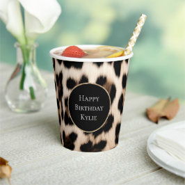 Creme Leopard Glitzer Frame Pappbecher