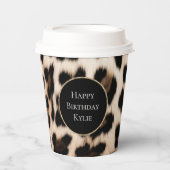 Creme Leopard Glitzer Frame Pappbecher (Vorderseite)
