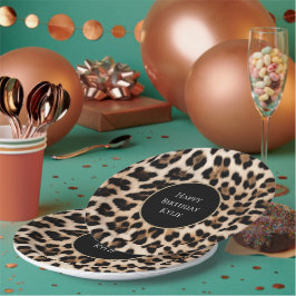 Creme Leopard Glitzer Frame Pappteller