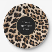 Creme Leopard Glitzer Frame Pappteller (Vorderseite)