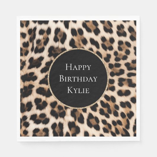 Creme Leopard Glitzer Frame Serviette (Vorderseite)