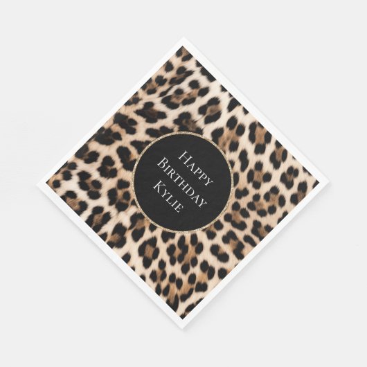Creme Leopard Glitzer Frame Serviette (Ecke)