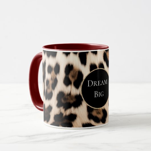 Creme Leopard Glitzer Frame Tasse (Vorderseite Links)