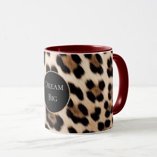 Creme Leopard Glitzer Frame Tasse (VorderseiteRechts)