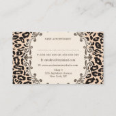 Creme Leopard Print Hair Stylist Ernennung Karten (Rückseite)
