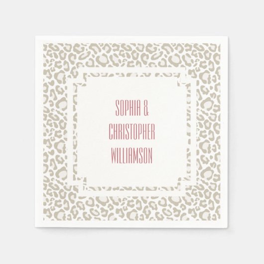 Creme Leopard Print Serviette (Vorderseite)