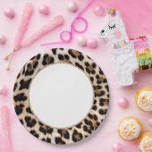 Creme Leopard Tier Gold Glitter Geburtstag Pappteller (Party)