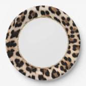 Creme Leopard Tier Gold Glitter Geburtstag Pappteller (Vorderseite)