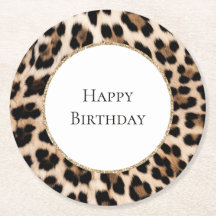 Creme Leopard Tier Gold Glitter Geburtstag