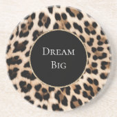Creme Leopard Tier Gold Glitter Getränkeuntersetzer (Vorne)