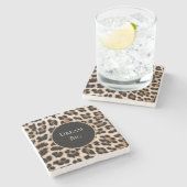 Creme Leopard Tier Gold Glitter Steinuntersetzer (Seitenansicht)