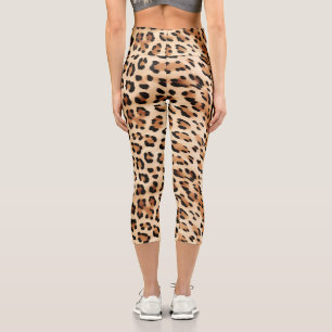 Creme-Leoparden-Tierdruck Capri Leggings