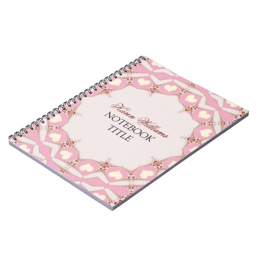 Creme Liebe Hört Pink Pastel Lace Notebook Notizblock (Linke Seite)