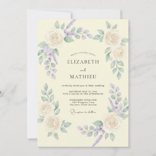 Creme-Lila-Reben-Hochzeit Einladung