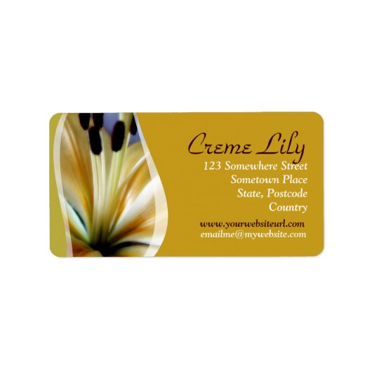 Creme Lily Blume Address Label Adressaufkleber (Vorne)