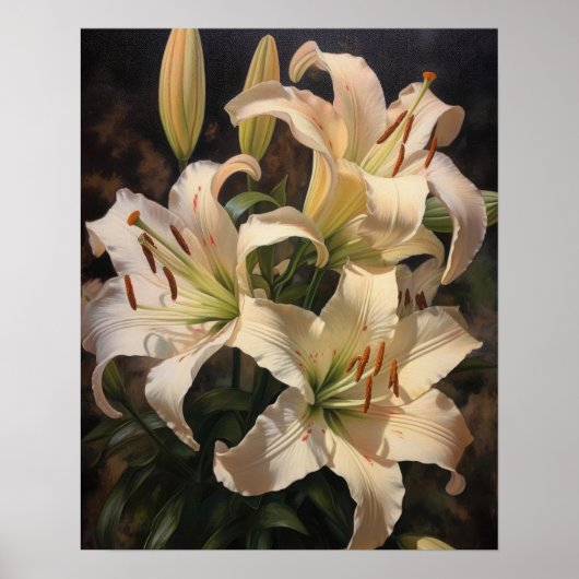 Creme Lily Blume Art Print Poster (Vorne)