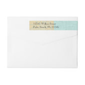 Creme Linen Blue Palm Wedding Wrap rund um Label (Rückseite)