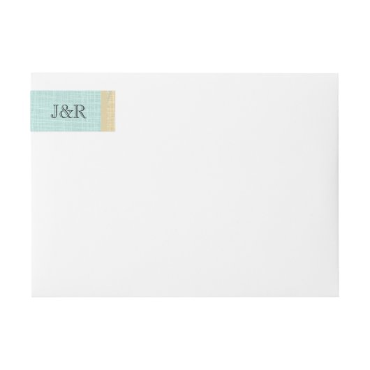 Creme Linen Blue Palm Wedding Wrap rund um Label (Vorderseite)