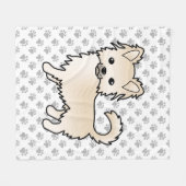 Creme Long Coat Chihuahua Cartoon Dog & Paws Fleecedecke (Vorderseite (Horizontal))