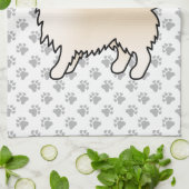 Creme Long Coat Chihuahua Cartoon Dog & Paws Geschirrtuch (Gefaltet)