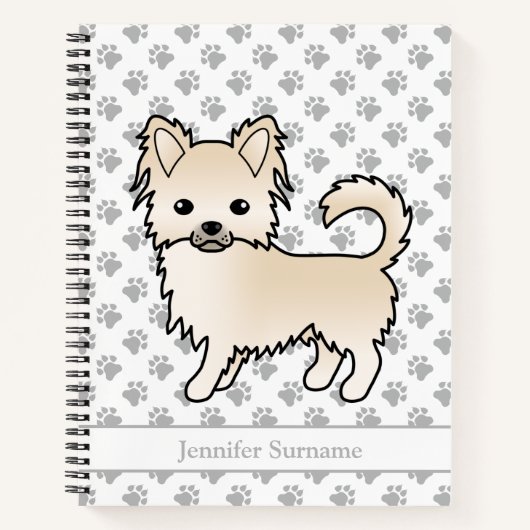 Creme Long Coat Chihuahua Dog & Custom Text Notizblock (Vorderseite)