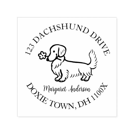 Creme Long Dackel Cartoon Rücksendeadresse Permastempel (Design)