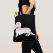 Creme Long Hair Dackel Cartoon Hund auf schwarz Tasche (Von Nahem)