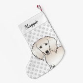 Creme Long Hair Dackel Niedlich Cartoon Dog Kleiner Weihnachtsstrumpf (Rückseite (Hängend))
