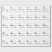 Creme Long Hair Dackel Niedlich Cartoon Dog Muster Geschenkpapier (Flach)