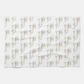 Creme Long Hair Dackel Niedlich Cartoon Dog Muster Geschirrtuch (Horizontal)