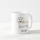 Creme Long Hair Dackel Niedlich Cartoon Dog & Name Kaffeetasse (VorderseiteRechts)