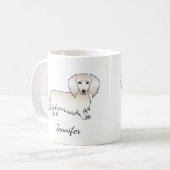 Creme Long Hair Dackel Niedlich Cartoon Dog & Name Kaffeetasse (Vorderseite Links)