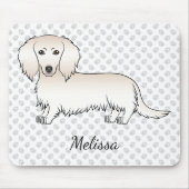 Creme Long Hair Dackel Niedlich Cartoon Dog & Name Mousepad (Vorne)