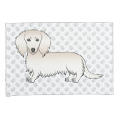 Creme Long Hair Dackel Niedlich Cartoon Dog & Paws Kissenbezug (Vorderseite-Rechts)