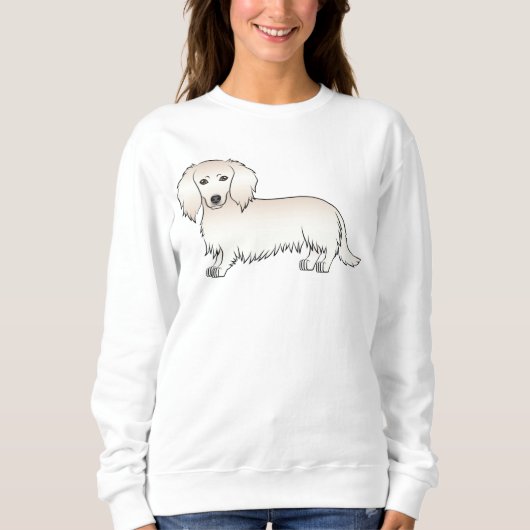 Creme Long Hair Dackel Niedlich Cartoon Dog Sweatshirt (Vorderseite)