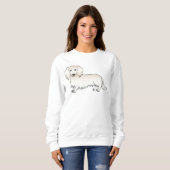 Creme Long Hair Dackel Niedlich Cartoon Dog Sweatshirt (Vorne ganz)