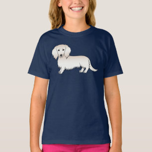 Creme Long Hair Dackel Niedlich Cartoon Dog T-Shirt