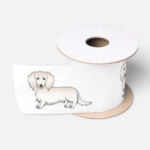 Creme Long Hair Dackel Niedlich Cartoon Hunde Satinband
