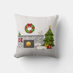 Creme Long Hair Dackel Niedlich Hund Weihnachtsrau Kissen