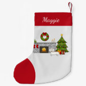 Creme Long Hair Dackel Niedlich Hund Weihnachtsrau Kleiner Weihnachtsstrumpf (Rückseite)