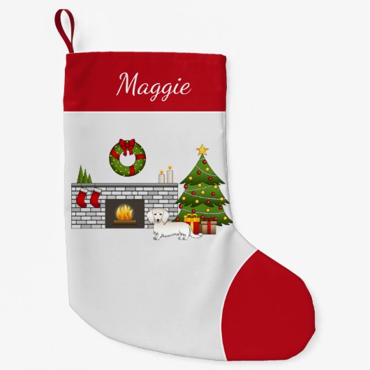 Creme Long Hair Dackel Niedlich Hund Weihnachtsrau Kleiner Weihnachtsstrumpf (Vorderseite)