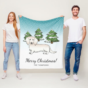 Creme Long Hair Dackel Niedlich Hund - Winterwald Fleecedecke