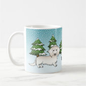 Creme Long Hair Dackel Niedlich Hund - Winterwald Kaffeetasse (Links)