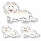 Creme Long Hair Dackel Niedliche Cartoon Dog Desig Aufkleber (Vorderseite)