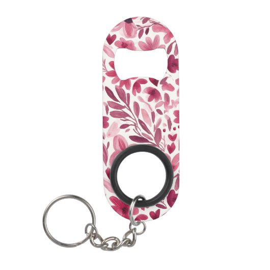 Creme Mädchenhaft Rosa Rote Blumen Herzen Mini Flaschenöffner (Vorderseite)